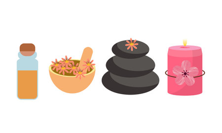 Homeopathy, aromatherapy, natural traditional medicine setのイラスト素材