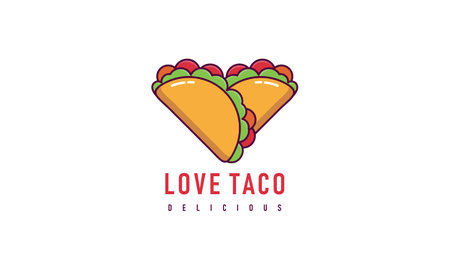 Taco mascot cartoon vector icon illustration. Cute Taco Kid Character With Bellのイラスト素材