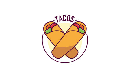 Taco mascot cartoon vector icon illustration. Cute Taco Kid Character With Bellのイラスト素材