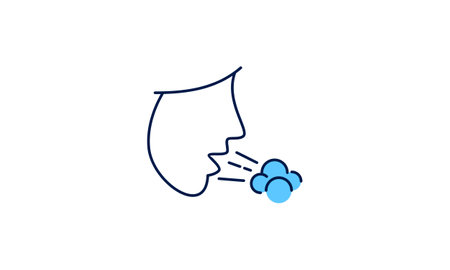 Allergy symptoms line icon. Infectious diseases, colds, flu, coughのイラスト素材