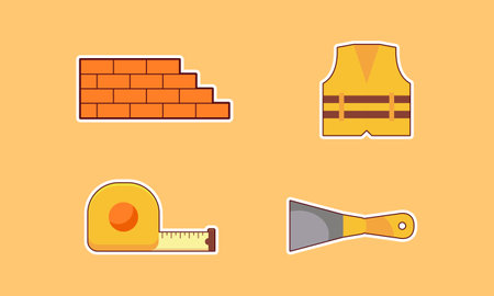 Construction equipment sticker icons vectorのイラスト素材