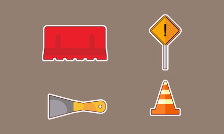 Construction equipment sticker icons vectorのイラスト素材