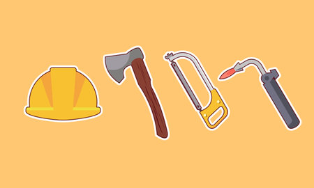 Construction equipment sticker icons vectorのイラスト素材
