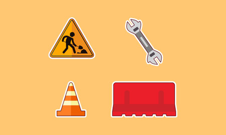 Construction equipment sticker icons vectorのイラスト素材