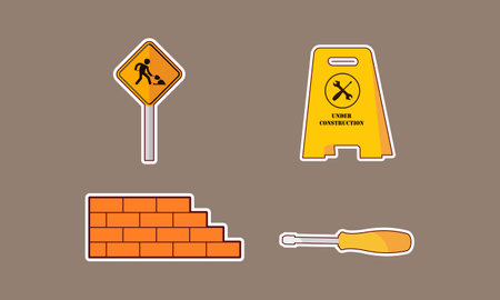 Construction equipment sticker icons vectorのイラスト素材