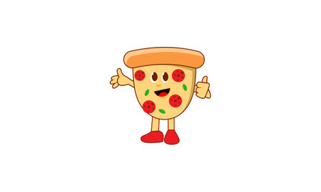 Pizza in retro cartoon style illustration vectorのイラスト素材
