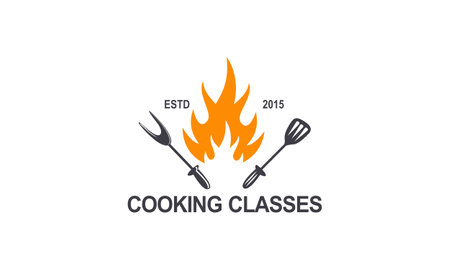 Vintage cooking class and food labels emblems badges logo culinary school cooking coursesのイラスト素材