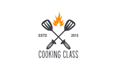 Vintage cooking class and food labels emblems badges logo culinary school cooking coursesのイラスト素材