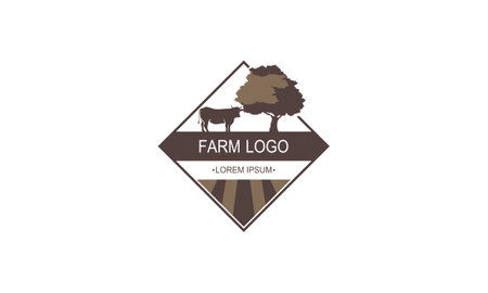 Illustration farm color logo in vintage styleのイラスト素材