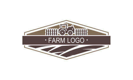 Illustration farm color logo in vintage styleのイラスト素材