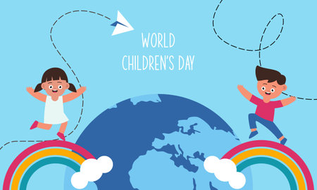 Flat world children's day backgroundのイラスト素材