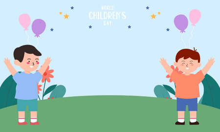 Flat world children's day backgroundのイラスト素材