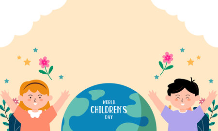 Flat world children's day backgroundのイラスト素材