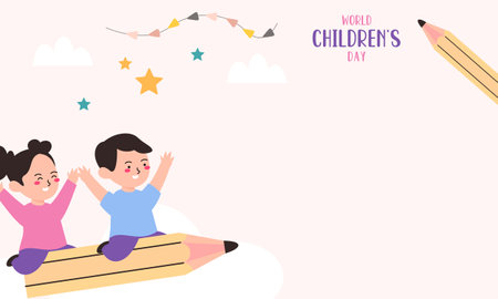 Flat world children's day backgroundのイラスト素材