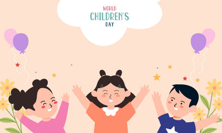 Flat world children's day backgroundのイラスト素材