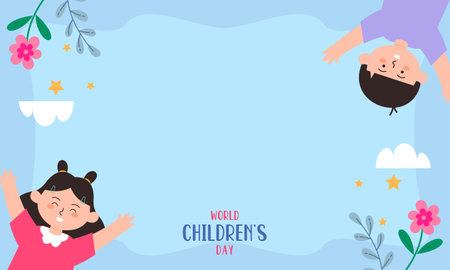 Flat world children's day backgroundのイラスト素材