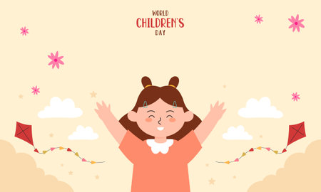 Flat world children's day backgroundのイラスト素材