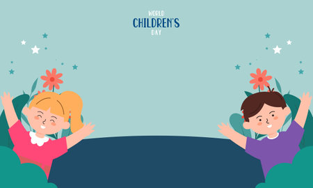 Flat world children's day backgroundのイラスト素材