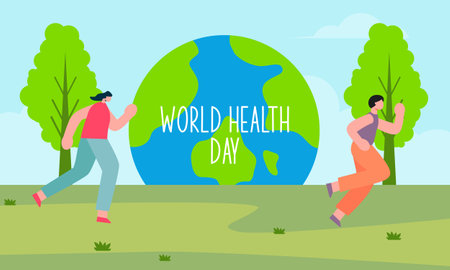 World health day illustration concept with characters people illustrationのイラスト素材