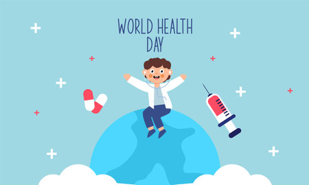 World health day illustration concept with characters people illustrationのイラスト素材