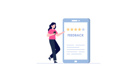 Feedback evaluation of ratings and people's experience working with clients through performance illustrationのイラスト素材