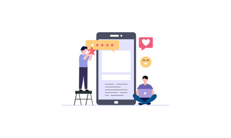 Feedback evaluation of ratings and people's experience working with clients through performance illustrationのイラスト素材