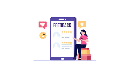Feedback evaluation of ratings and people's experience working with clients through performance illustrationのイラスト素材