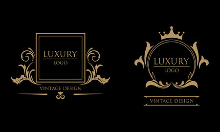 Vintage decorations elements and frames gold colorのイラスト素材