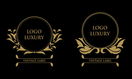 Vintage decorations elements and frames gold colorのイラスト素材