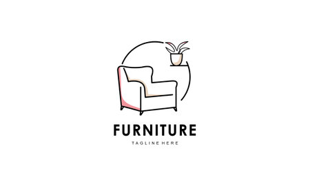 Interior minimalist room, gallery furniture logo design vectorのイラスト素材