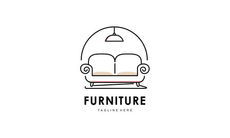 Interior minimalist room, gallery furniture logo design vectorのイラスト素材