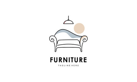 Interior minimalist room, gallery furniture logo design vectorのイラスト素材