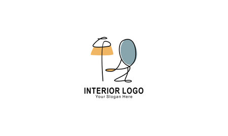 Interior minimalist room, gallery furniture logo design vectorのイラスト素材