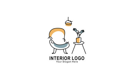 Interior minimalist room, gallery furniture logo design vectorのイラスト素材