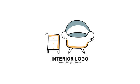 Interior minimalist room, gallery furniture logo design vectorのイラスト素材