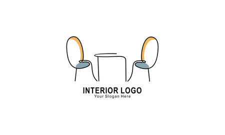 Interior minimalist room, gallery furniture logo design vectorのイラスト素材