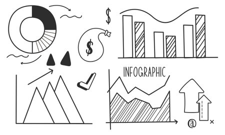 Doodle infographics, element infographics vectorのイラスト素材