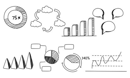 Doodle infographics, element infographics vectorのイラスト素材