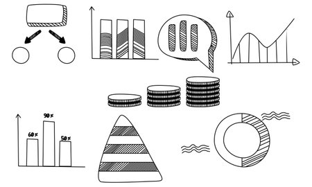 Doodle infographics, element infographics vectorのイラスト素材