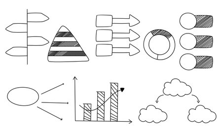 Doodle infographics, element infographics vectorのイラスト素材