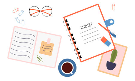 Paper notebooks, notepads, diaries, planners, organizers set vector