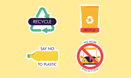 Flat design ecology badges packのイラスト素材