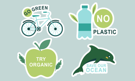 Flat design ecology badges packのイラスト素材