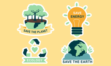 Flat design ecology badges packのイラスト素材