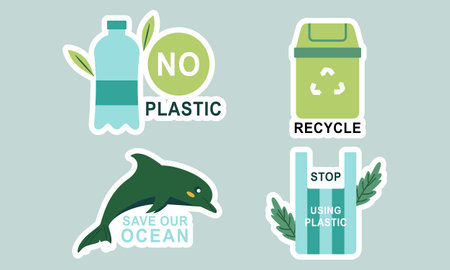 Flat design ecology badges packのイラスト素材