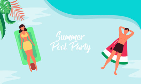 Summer pool party invitation illustrationのイラスト素材