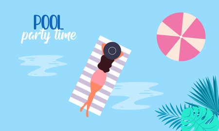 Summer pool party invitation illustrationのイラスト素材
