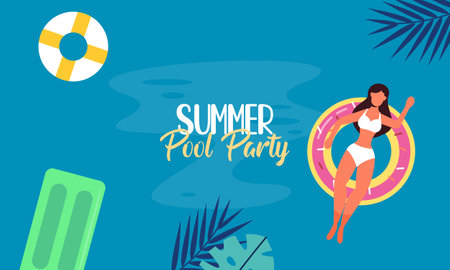 Summer pool party invitation illustrationのイラスト素材