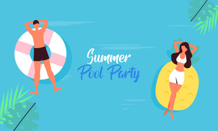 Summer pool party invitation illustrationのイラスト素材