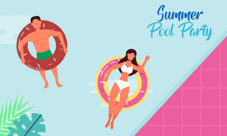 Summer pool party invitation illustrationのイラスト素材